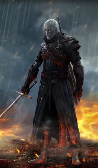 iPhone  Android Witcher Storm Flames Free Wallpaper