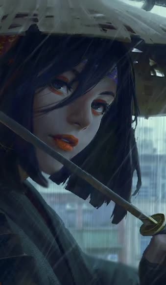 Samurai Girl Blade For iPhone Wallpaper