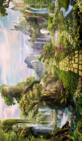 iPhone And Android Fantasy World Green Park Castle Phone Live Wallpaper