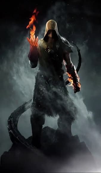 iPhone  Android Skyrim Mage Fire Fog Phone Live Wallpaper