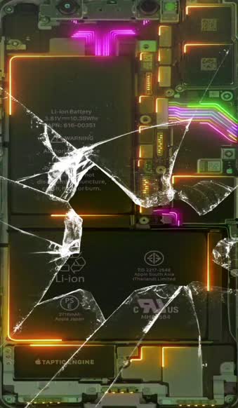 Cool Phone Internal Parts With Cracked Screen Free Live Phone Wallpaper