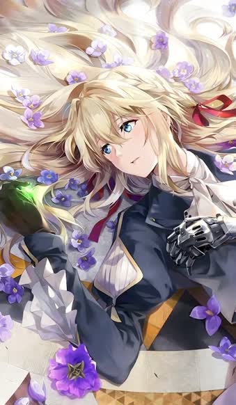 iPhone and Android Violet Evergarden Lying On The Floor Phone Live Wallpaper