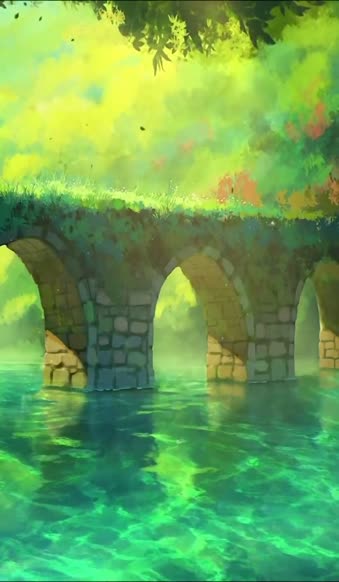 iPhone  Android Stone Bridge In Forest Water Fantasy Phone Live Wallpaper