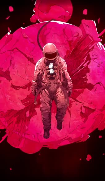 Android  iOS iphone Mobile Pink Astronaut In Deep Space Free Live Wallpaper