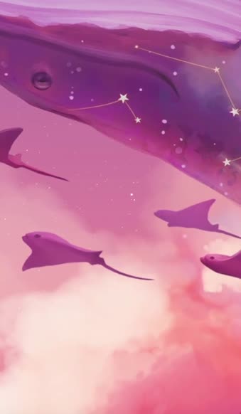  Whales And Sting Rays Pink iPhone Wallpaper