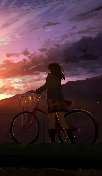 Iphone And Android Sunset School Girl Phone Live Wallpaper