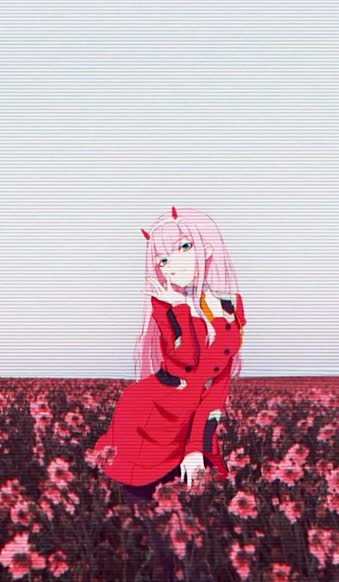 iPhone and Android Zero Two In A Flower Field Darling In The Franxx Phone Live Wallpaper