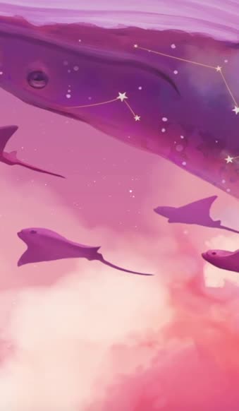 iPhone  Android Pink Whales And Sting Rays Live Wallpaper for Phone
