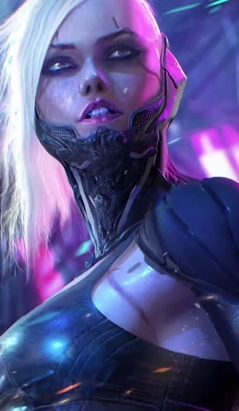 Android and iPhone Animated Cyberpunk Girl Cyborg Live Phone Wallpaper