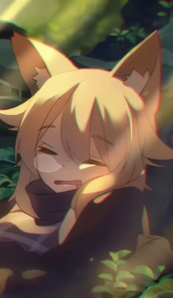 iPhone and Android Fox Girl Sleepy Phone Live Wallpaper
