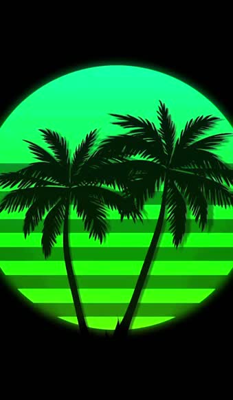 iPhone  Android Synthwave Sunset Palm Trees Phone Live Wallpaper