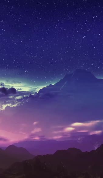 iPhone and Android Mountain With Stars Nature Live Phone Wallpaper