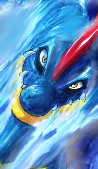 iPhone and Android Feraligatr Uses Waterfall Pokemon Phone Live Wallpaper