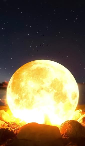 iPhone  Android Fantasy Nature Beach Moon Fire Phone Live Wallpaper