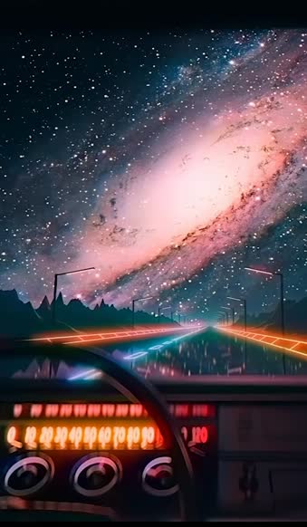 iPhone And Android Night Drive Road Galaxy Stars Phone Live Wallpaper