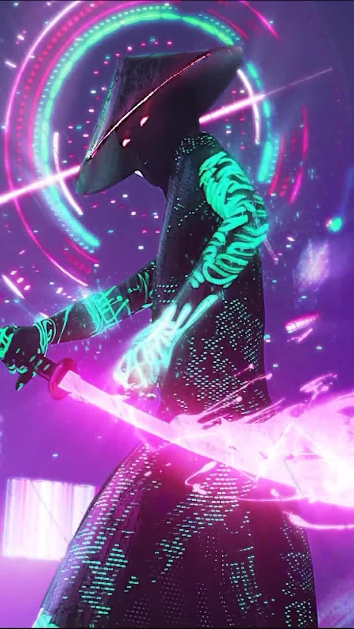 Download 4k Neon Iphone Cyberpunk Sword Wallpaper