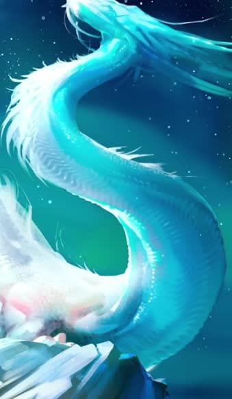 Android  iOS iphone Mobile White Ice Dragon Fantasy Live Wallpaper