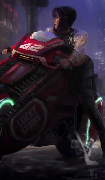 Android  iOS iphone Mobile Cyberpunk Girl Futuristic Motorcycle Live Wallpaper