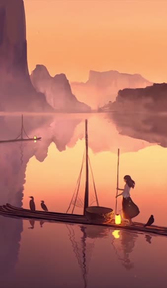 Live Phone Calm Lake Girl Anime Wallpaper For iPhone And Android