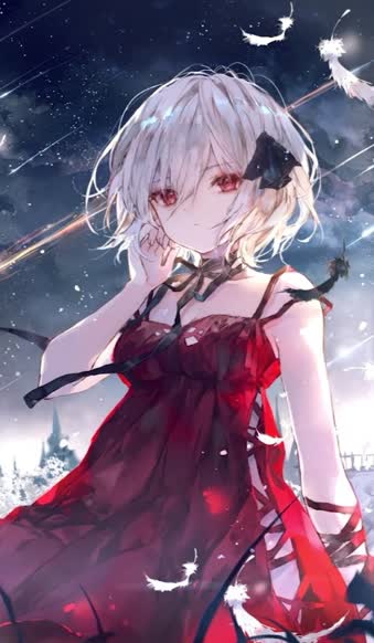 iPhone And Android Anime Girl In Meteor Shower Phone Live Wallpaper
