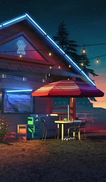 Cool lone wolf cafe in the forest iphone wallpaper aesthetic