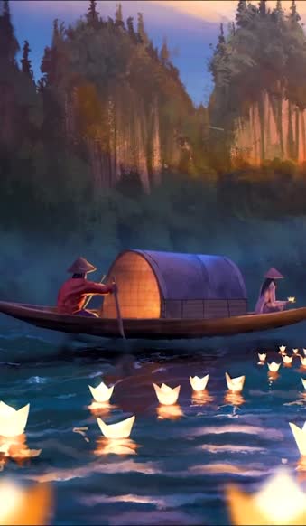 iPhone  Android Fantasy Paper Boats Lantern Phone Live Wallpaper