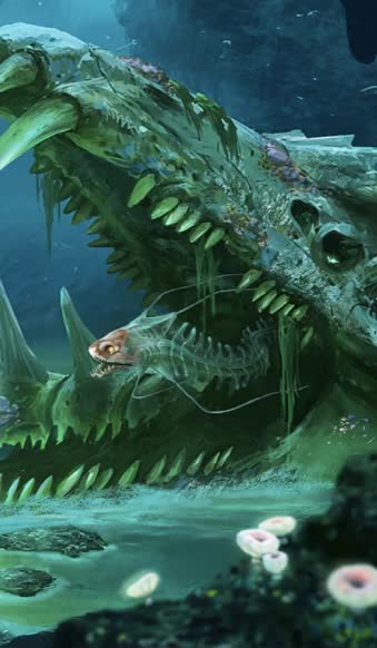iPhone and Android Monster Bones Under The Sea Subnautica Fantasy Phone Live Wallpaper