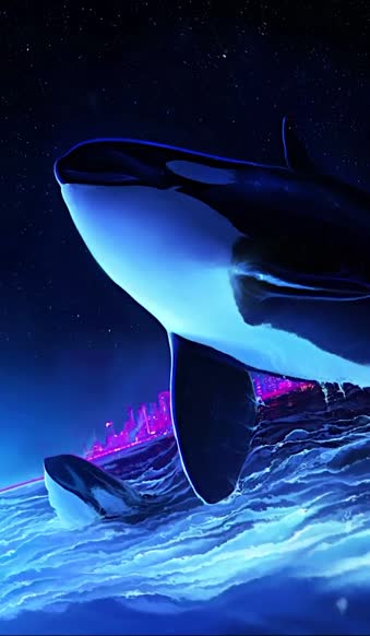 iPhone  Android Blue Ocean Orcas Free Phone Live Wallpaper