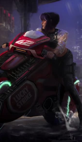 Live Futuristic Motorcycle Girl Android  iPhone Wallpaper