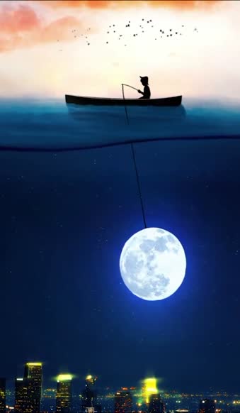iPhone  Android Moon Fishing 4k Phone Live Wallpaper