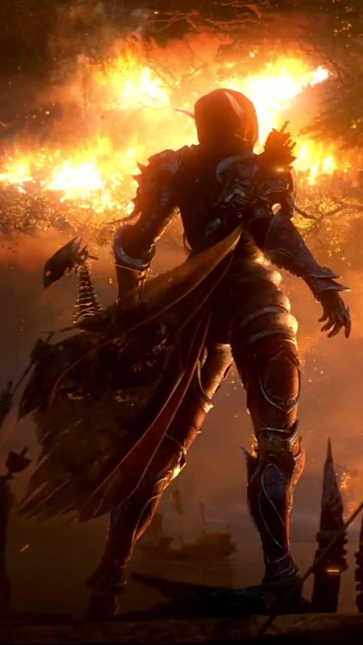 Download iPhone and Android Sylvanas Burning Teldrassil Wow Battle For Azeroth Phone Live Wallpaper