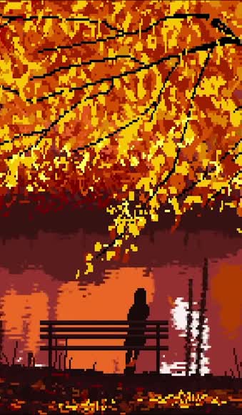 iPhone  Android Autumn Sunset On The Lake Pixel Phone Live Wallpaper
