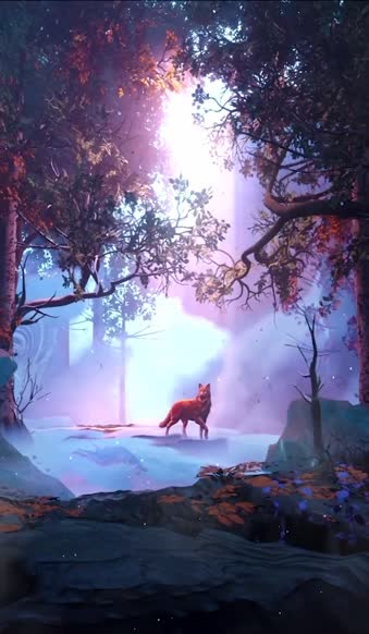 iPhone  Android Red Forest Autumn Fox Phone Live Wallpaper