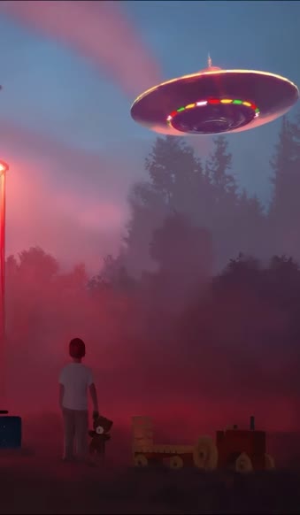 iPhone and Android Ufos In The Sky And Little Boy Phone Live Wallpaper