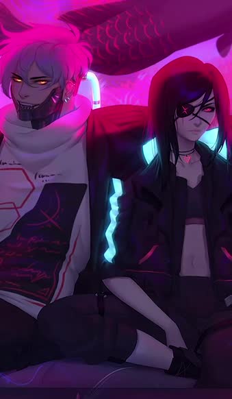 Iphone And Android Live Cyberpunk Couple Phone Wallpaper
