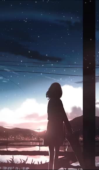 iPhone  Android Girl Clouds City And Falling Stars Phone Live Wallpaper