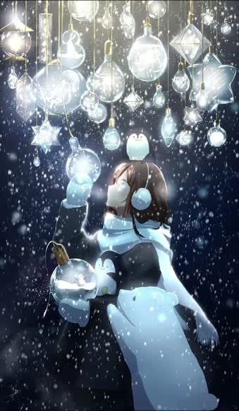 iPhone  Android Anime Girl Light Bulbs Snow Phone Live Wallpaper