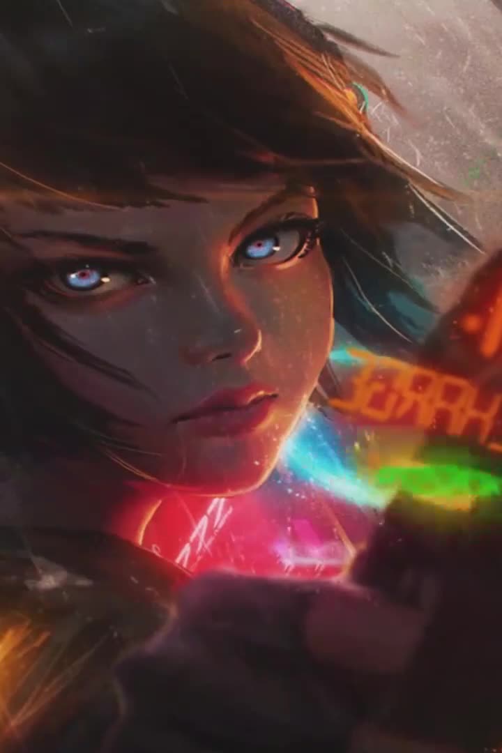 Cyberpunk Anime Girl Animated Wallpaper 