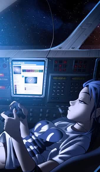 Space Gamer Girl For iPhone Wallpaper