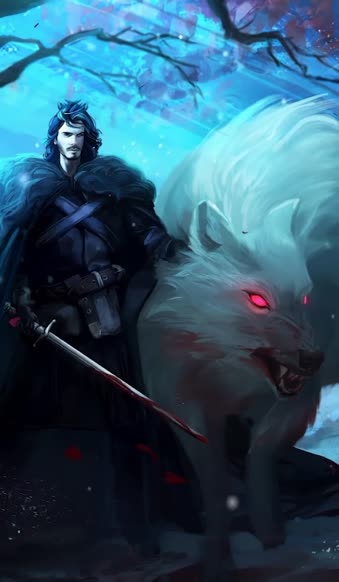 iPhone And Android Jon Snow And Ghost Game Of Thrones Phone Live Wallpaper