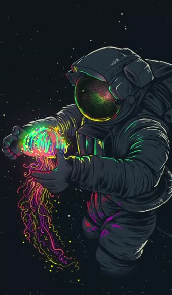 Spaceman Jellyfish Space Iphone Wallpaper