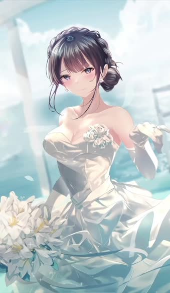 Android  iOS iphone Mobile Shouko Makinohara Wedding Dress Live Wallpaper
