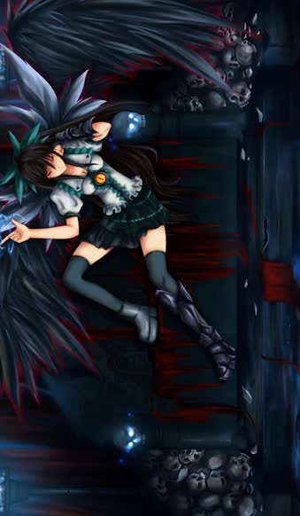 iPhone And Android Reiuji Utsuho Sitting On The Throne Touhou Phone Live Wallpaper