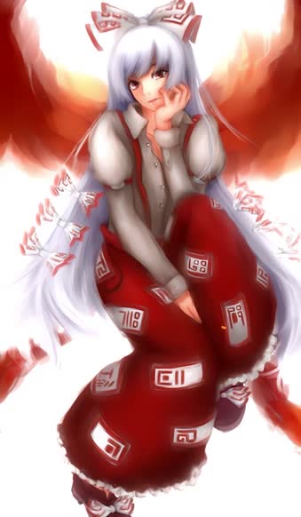iPhone And Android Fujiwara No Mokou Touhou Project Red Wings Phone Live Wallpaper