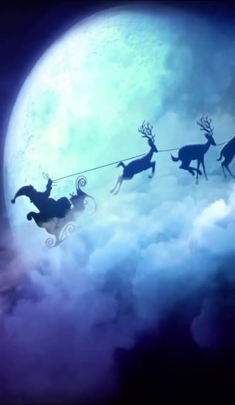 iPhone  Android Santa Clouds Reindeer Sledding Christmass Phone Live Wallpaper