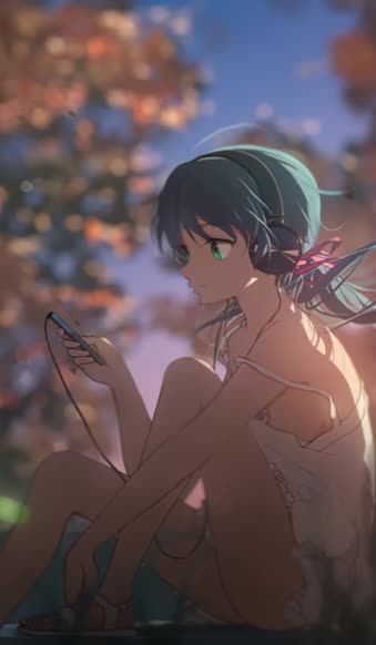iPhone And Android Anime Girl Listening To Music Relaxing Nature Phone Live Wallpaper