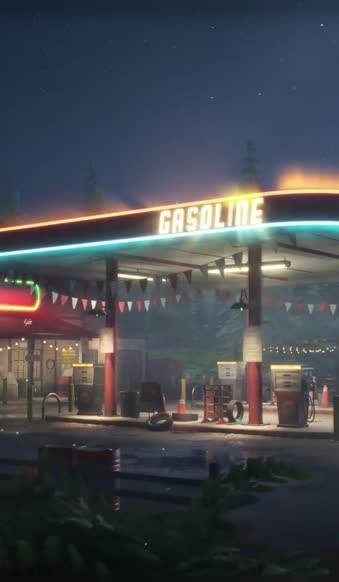 iPhone  Android Gasolien Gas Station Night Phone Live Wallpaper