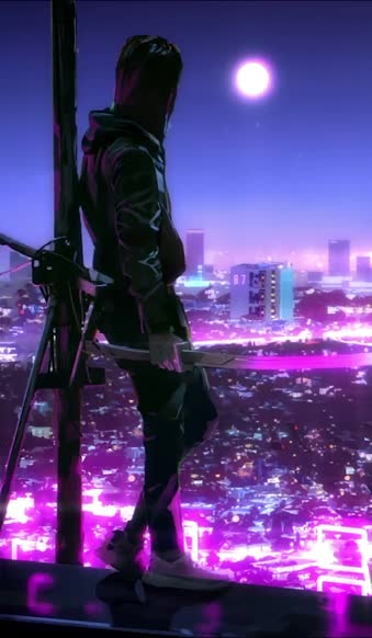 Android  iOS iphone Mobile Neon Samurai Cyberpunk Night City 4k Live Wallpaper