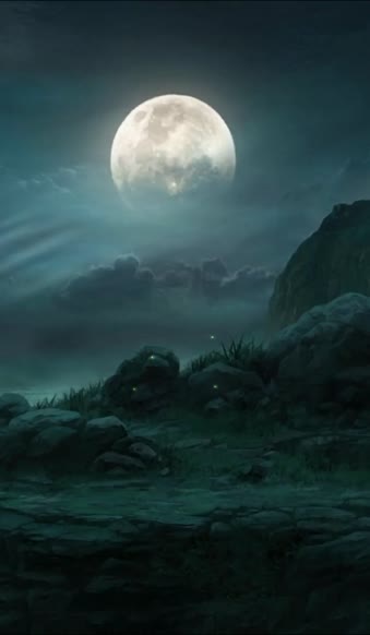 iPhone  Android Fantasy Foggy Night Moon Phone Live Wallpaper