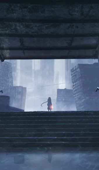iPhone  Android Lonely Anime Girl In Ruined City Underground Phone Live Wallpaper